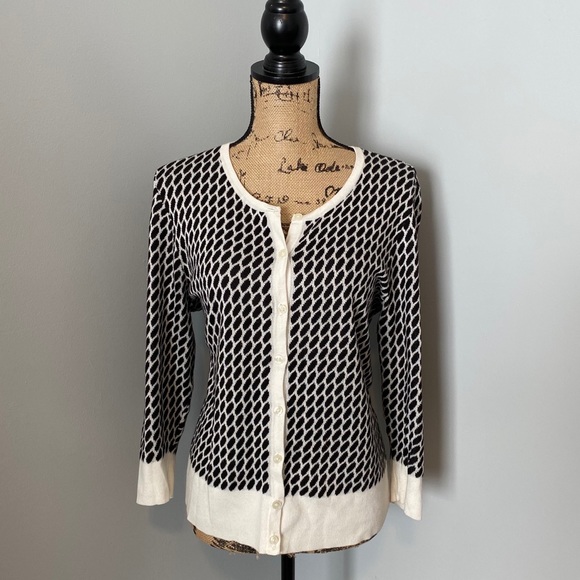 Ann Taylor Cardigan Black White Size Large - Picture 1 of 5